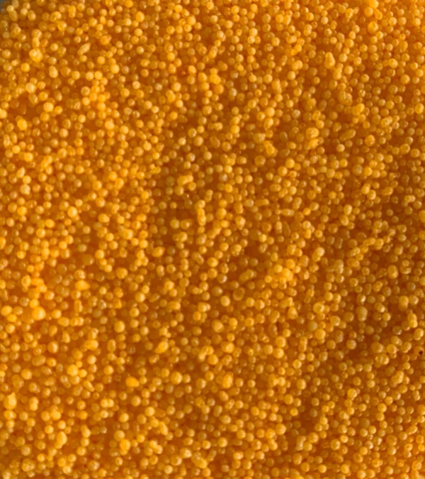 Floral Paradise pearl candle with orange textured wax beads